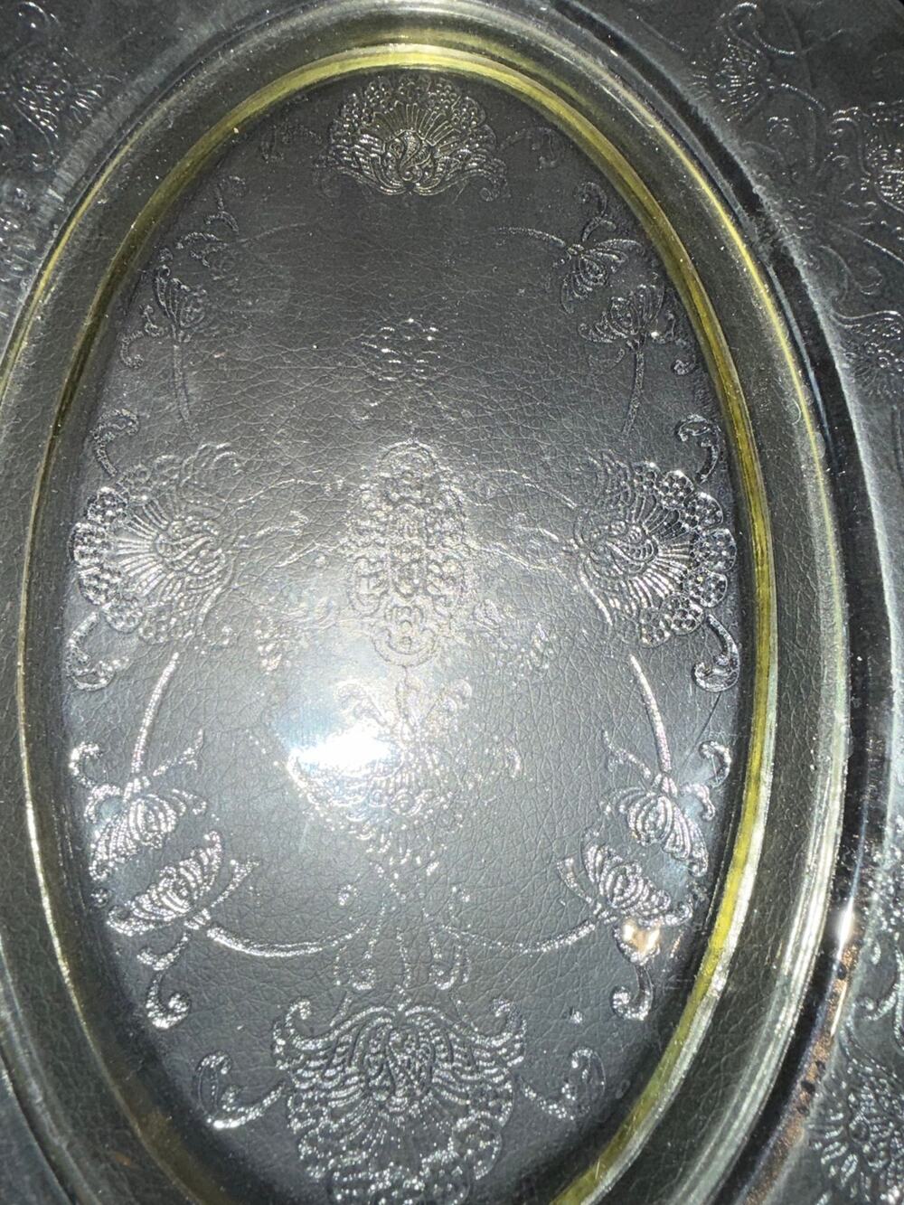 Vtg Hazel Atlas Depression Glass Florentine Platter Oval 11" 1932-'35